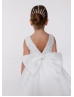 White Beaded Organza V Back Flower Girl Dress